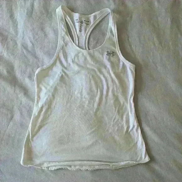 Under Armour, racer tank, yellow and white, fitted,  size small - Picture 6 of 13